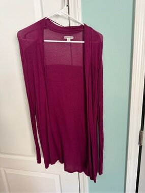croft & barrow Sheer Open-Front Cardigan - Berry Plum